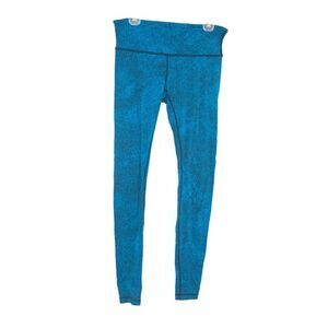 Lululemon Size 10 Luon Spray Jacquard Shocking Blue Black Wunder Under Pant III